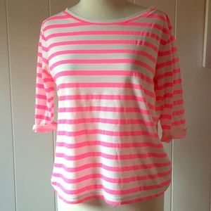 ✨J. Crew Small Light weight Stripe pink T shirt  ✨